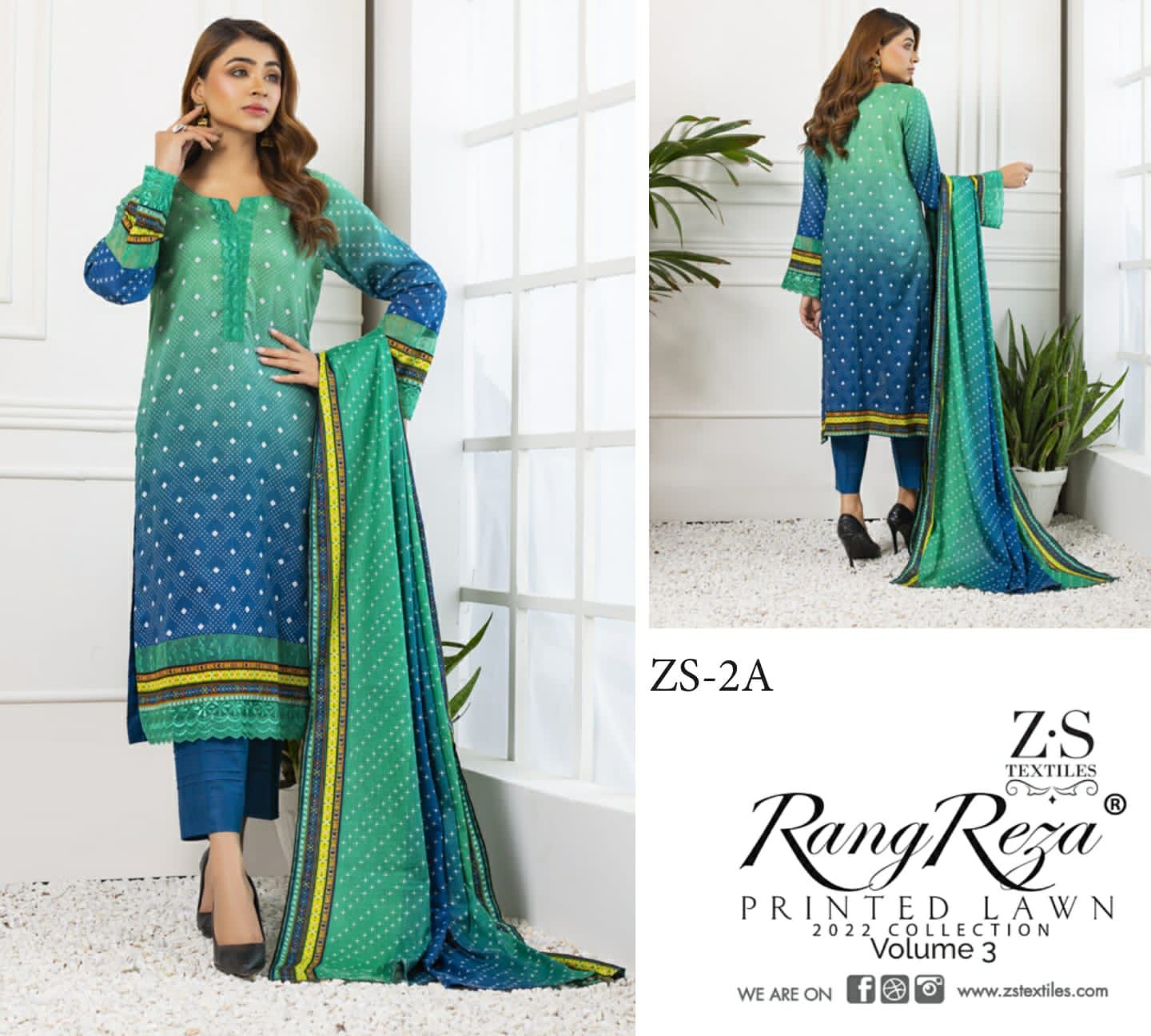 Rang Reza Printed Lawn 3 Cotton Karachi Casual Daily Wear Dress Material Collection